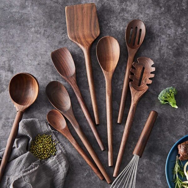 Elegant Wooden Kitchen Utensil Set