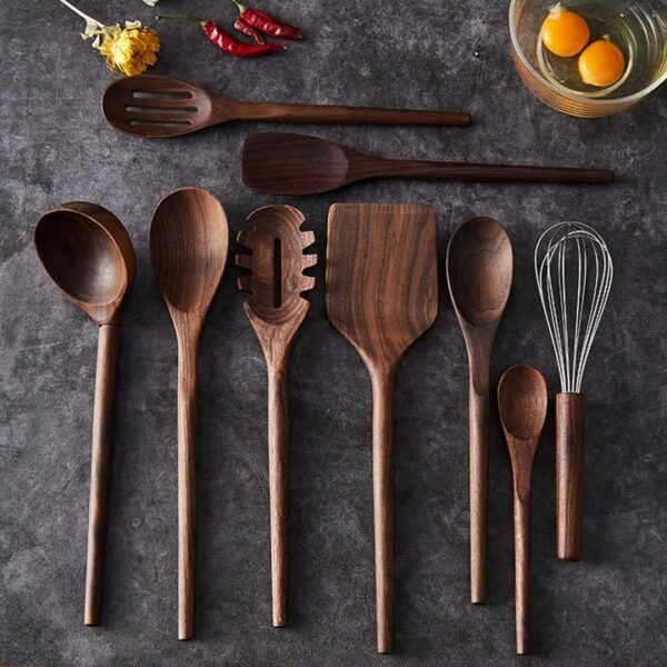 Elegant Wooden Kitchen Utensil Set