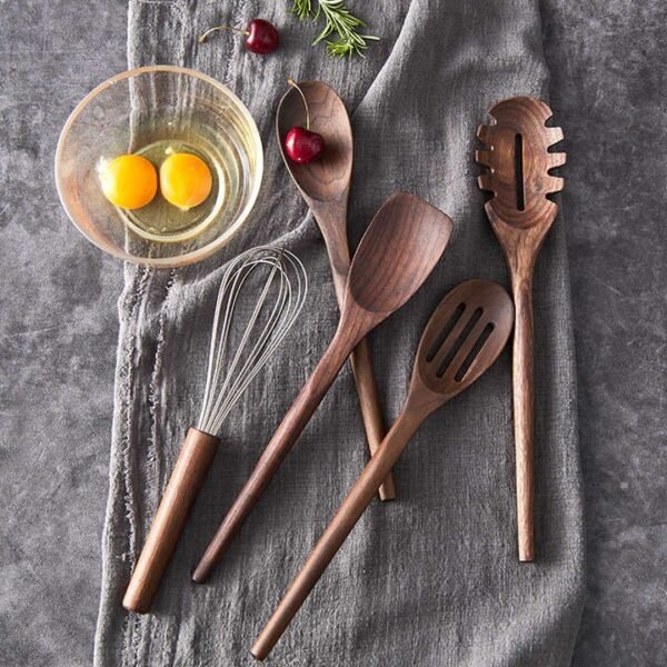 Elegant Wooden Kitchen Utensil Set